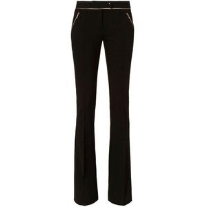 BARBARA BUI Black Flare Stretch Pants With Gold Trim & Gold Hardware SIZE 40